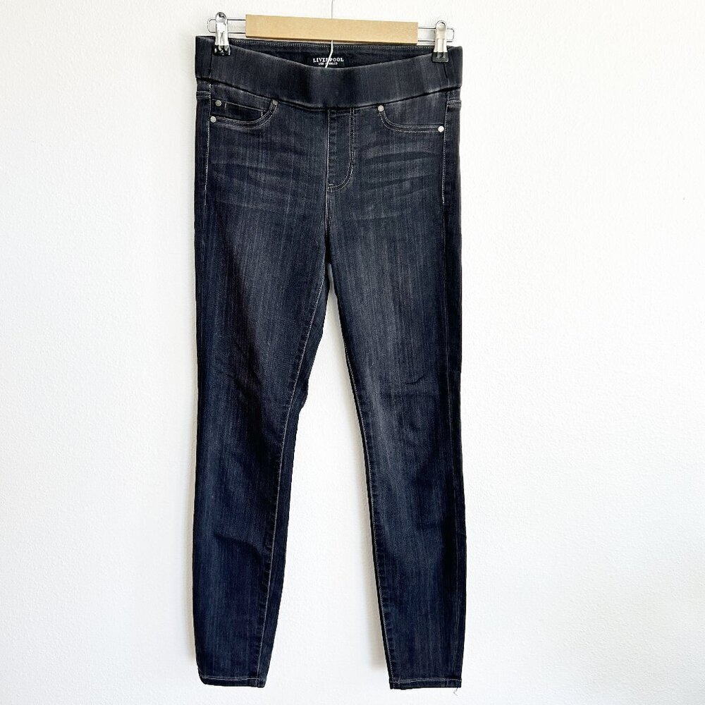 Liverpool Jeans The Skinny Pull On Gray Elastic Waist Stretch